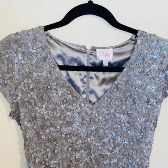 Parker Serena Beaded Cap Sleeve Dress - Picture 9 of 11